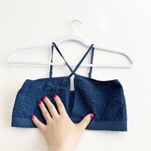 Anthropologie Navy Lace Cross-Front Bralette Sz S/M